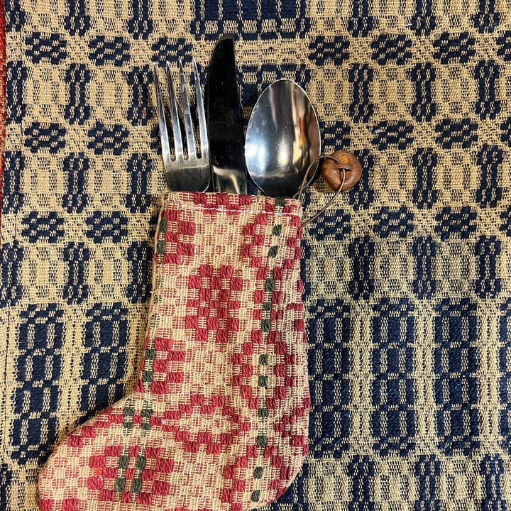 Coverlet Small stocking 6-1/2x5" handmade for wholesale by Raggedy Junction