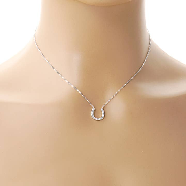 Fashion City – wholesale Hänge-/berlockhalsband – CZ guld-doppade hästsko halsband