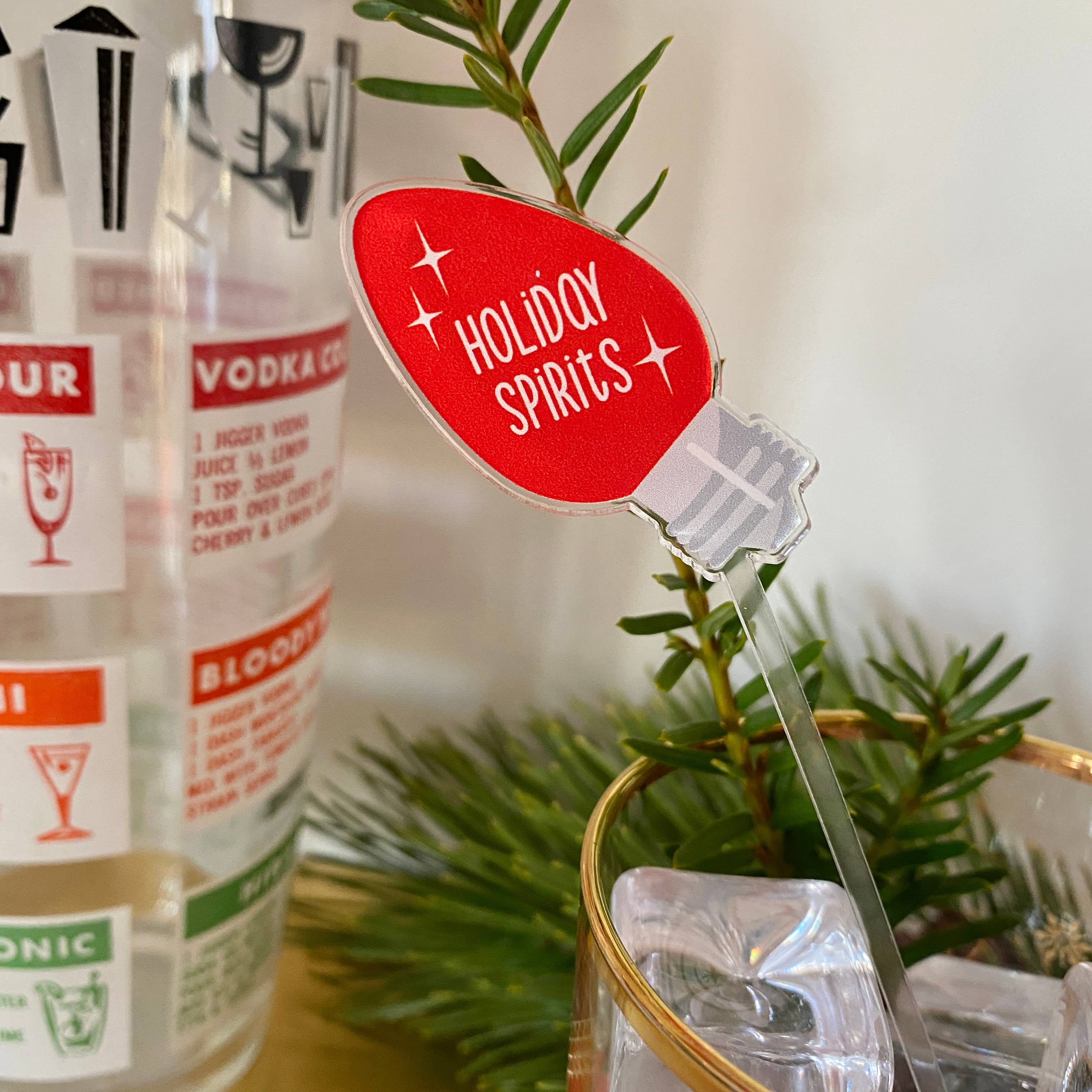 Atomic Kraftworks - Vente Mélangeurs à boisson - Ensemble d'agitateur à boisson en acrylique Christmas Vintage Lights2