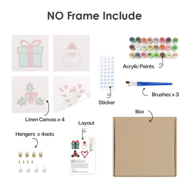 Paint Your Numbers – wholesale DIY craft kit – Holiday Treasures 4 Pack Mini Paint by Numbers Kit12