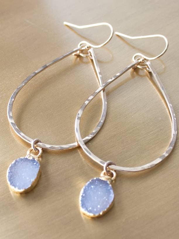 Rey Druzy Teardrop Earrings for wholesale by Pure Indigo Design