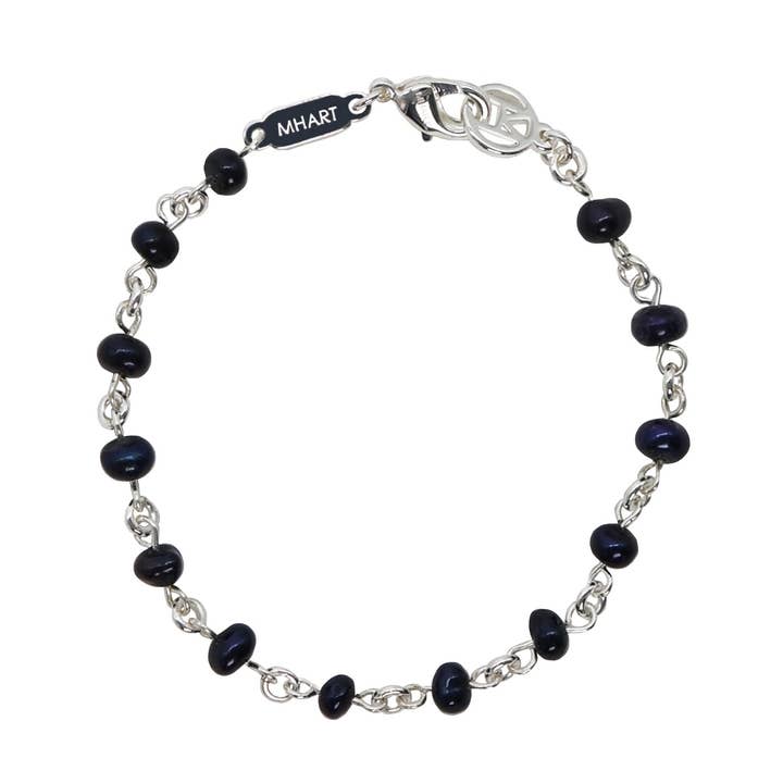 Linked Black Pearl Silver Bracelet for wholesale by MHART