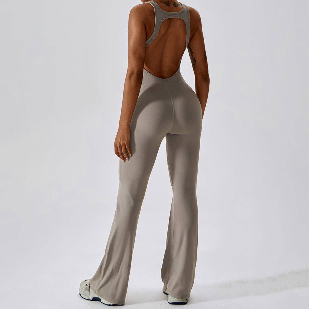 WONDERXFANS - Wholesale Jumpsuit - Women's - Solid flared trousers cutout back jumpsuit16