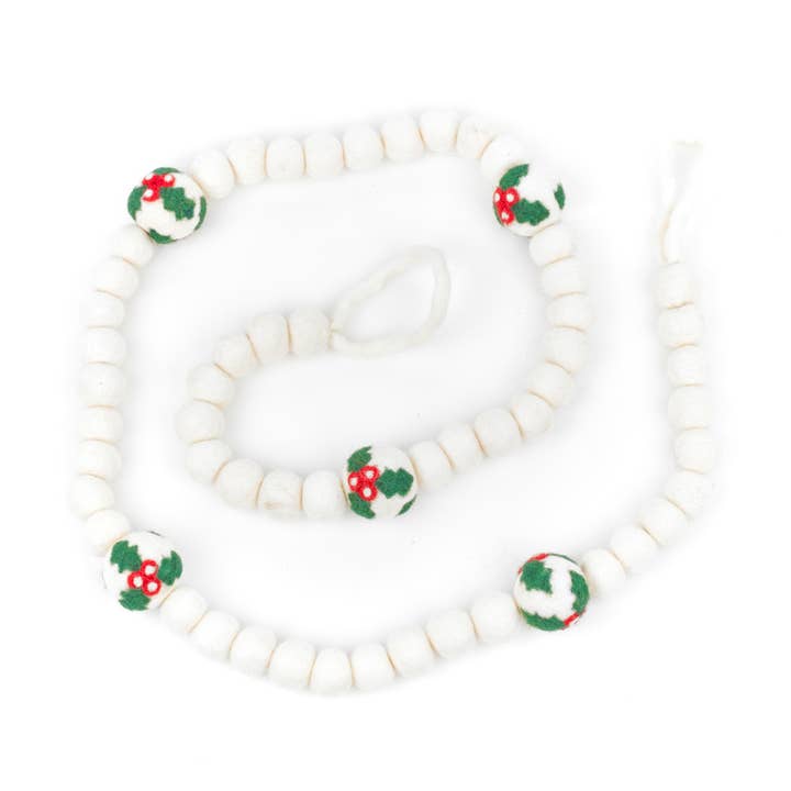 Handmade Felt Holly Bauble Garland Christmas Decoration for wholesale by Felt So Good