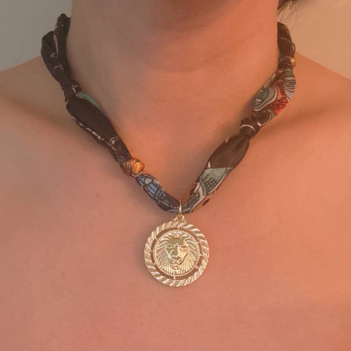 Ellison+Young - Wholesale Pendant/Charm Necklace - Luxe Print Medallion Pendant Scarf Necklace6