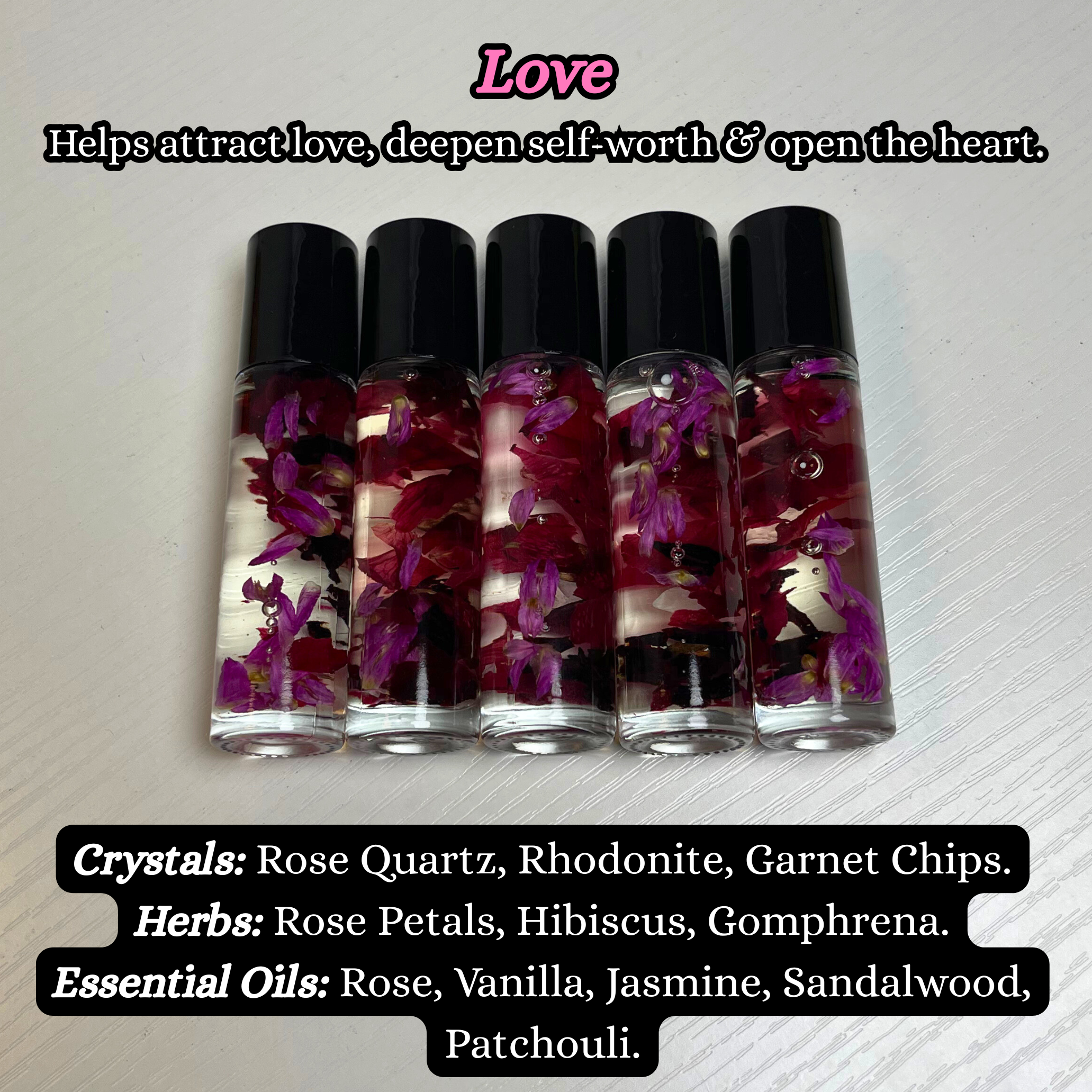 Mystic Showers - Venta al por mayor Aceites esenciales con aplicador de bola - Roll-ons de aceites esenciales con cristales y hierbas | Listos para etiquetar4