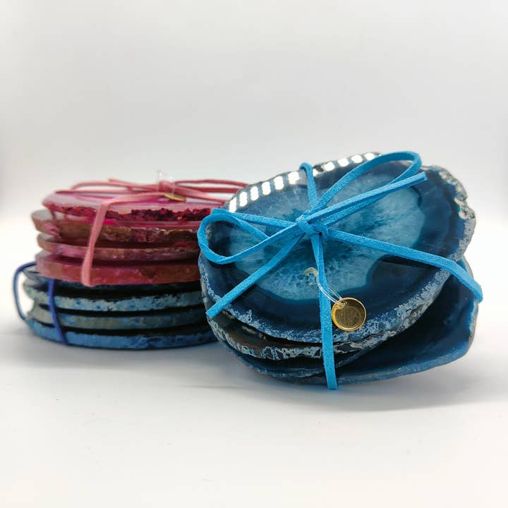 Home Jewels – wholesale Underlägg – Agat glasunderlägg färgade - 4 stycken