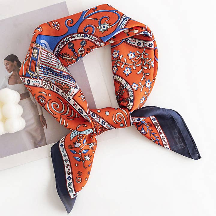 ACCITY - Wholesale Scarf - Women's - Floral Satin Square Scarf for Women’s Elegance_CWASC04981