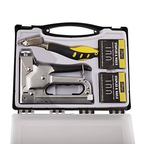 Reed - Wholesale Stapler - eZthings Staple Gun Professional Stapler Tool Set - 3 in 1 Heavy Duty kit with 2400 Staples, Nail Steel for Wood Work, Upholstery, Decoration, Carpentry, Furniture, Walls, Roofing (Stapler Gun Kit)1
