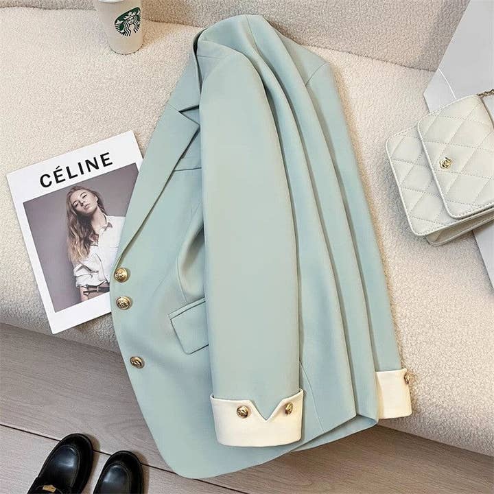 Sheer Trend - Wholesale Blazer - Women's - Metal Buckle Casual And Stylish Blazers