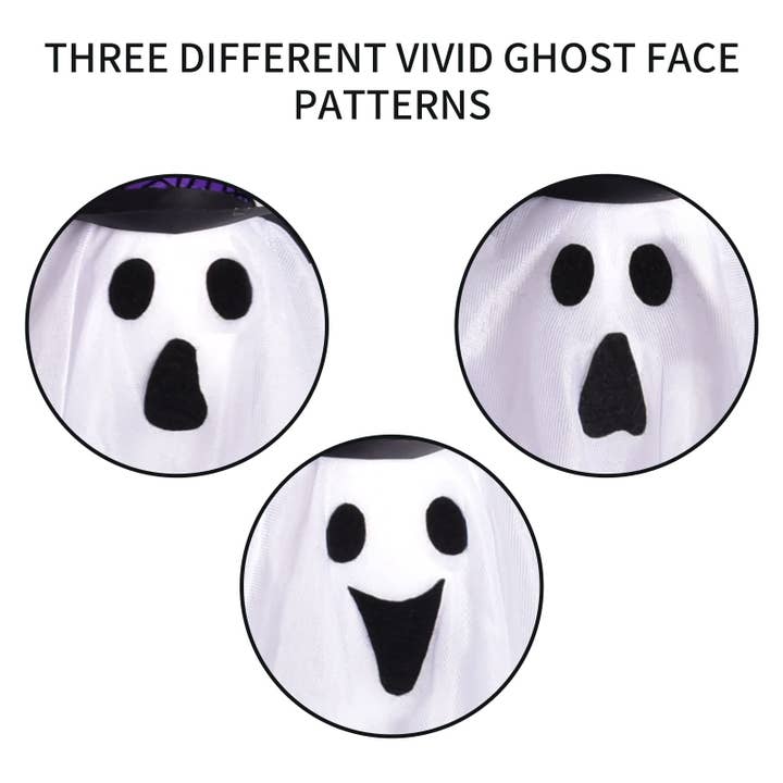 Fun Little Toys - Wholesale Outdoor Ornament/Decor - Halloween Ghost Decorations with Witch Hat Outdoor