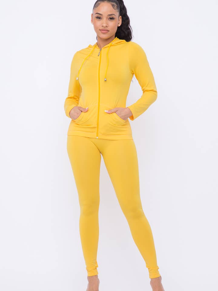 Julia by LoveJ - Wholesale Top & Pant Set (NOT Loungewear) - Women's - Seamless Zip Up Hoodie Jacket And Leggings Set11