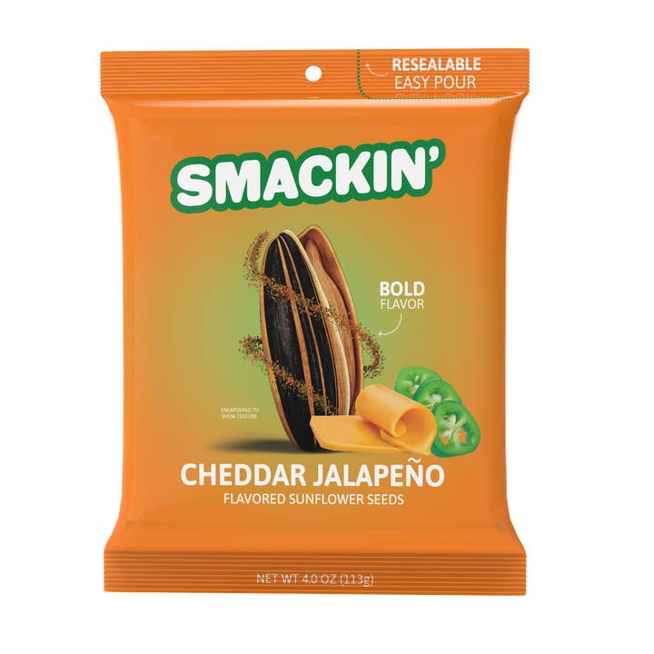 SMACKIN' Sunflower Seeds - Wholesale Seeds/Kernels - SMACKIN' Cheddar Jalapeño Sunflower Seeds Case of 12 (4 oz)