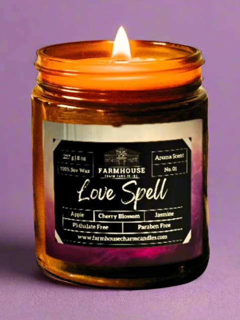 Love Spell Soy Candle | Apple + Cherry Blossom + Jasmine for wholesale by Farmhouse Charm Candles Inc.