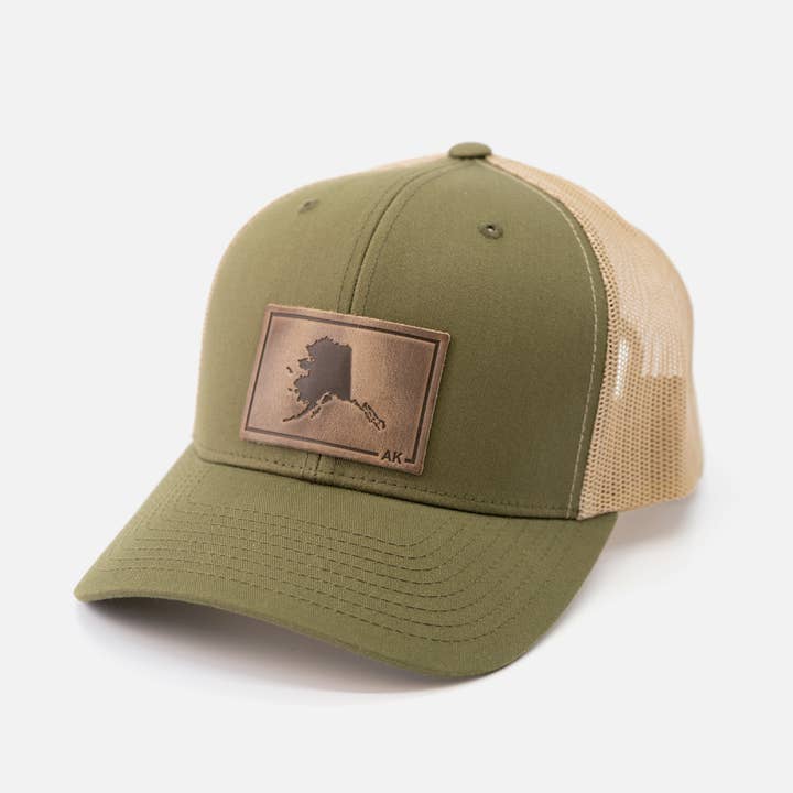 Range Leather Co. - Wholesale Trucker Hat - Unisex - Alaska Silhouette Hat | Leather Patch Trucker Hat