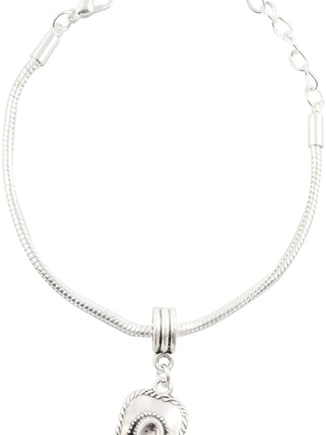 Cowboy Hat with Trim Snake Chain Charm Bracelet for wholesale by Dave The Bunny