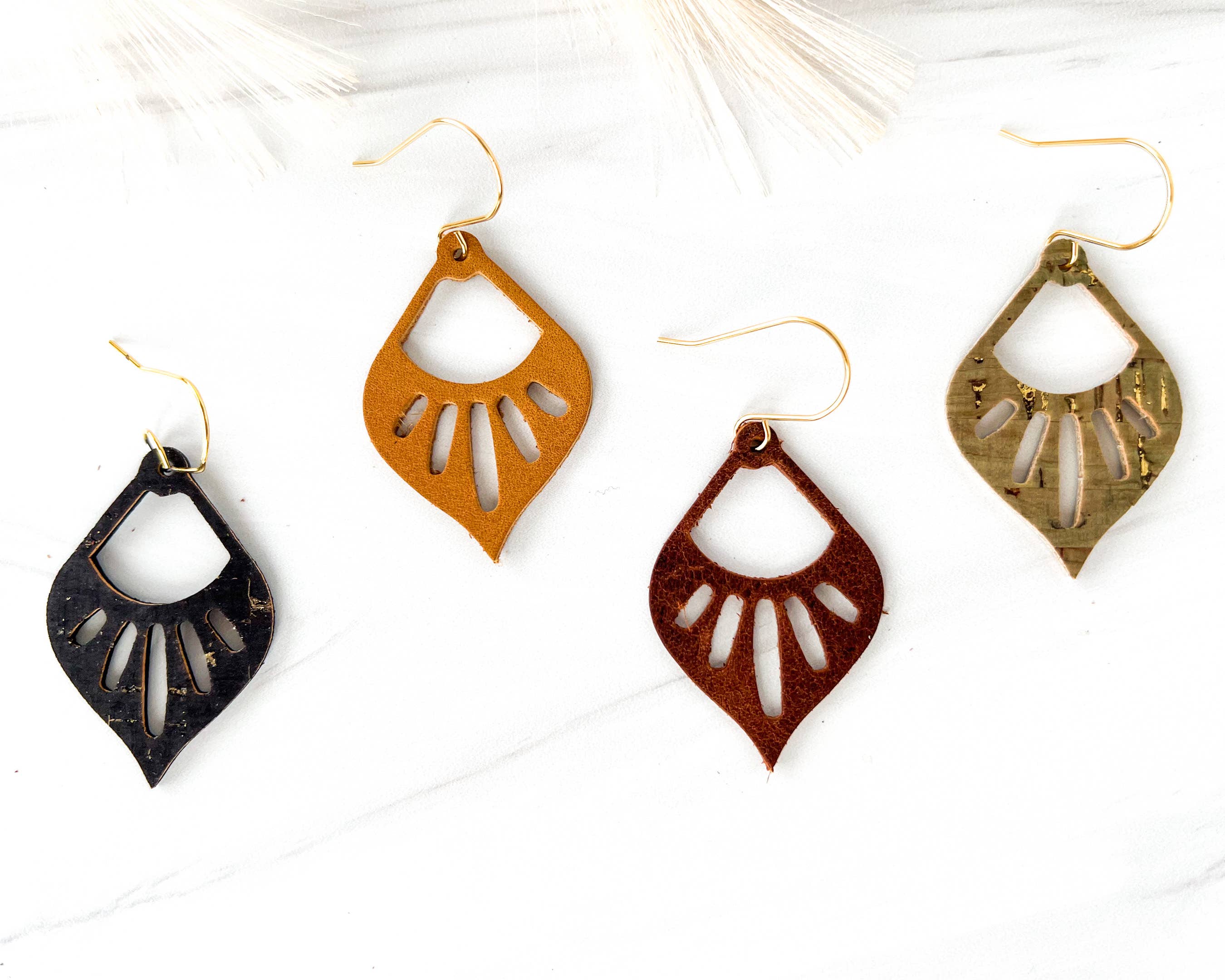 Fran and Bel - Wholesale Dangle Earrings - Intricate Cutout Teardrop Leather Dangle Earring4