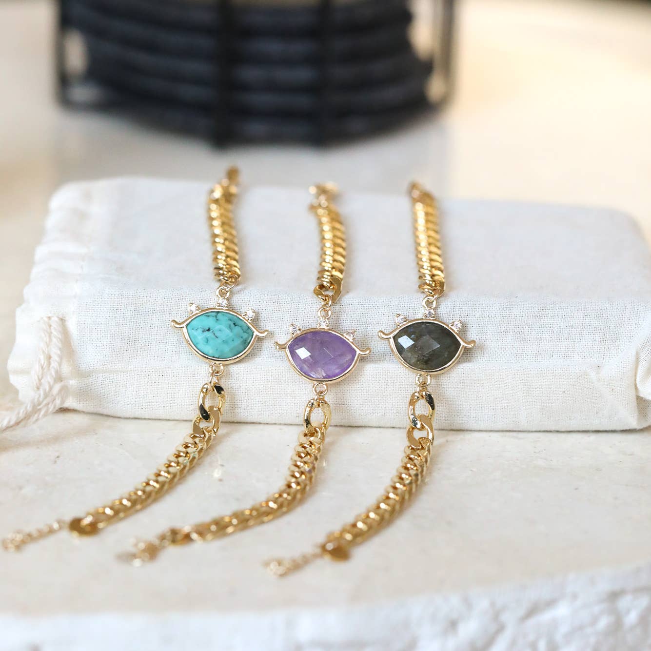The Gilded Witch - Wholesale Charm/Dangle Bracelet - Third Eye Bracelet - Amethyst, Amazonite, Labradorite1
