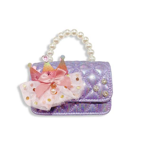 Doe a Dear - Wholesale Purse/Bag Accessory - Kids - B1343 Crown Applique Shiny Quilted Purse (2 Colors)
