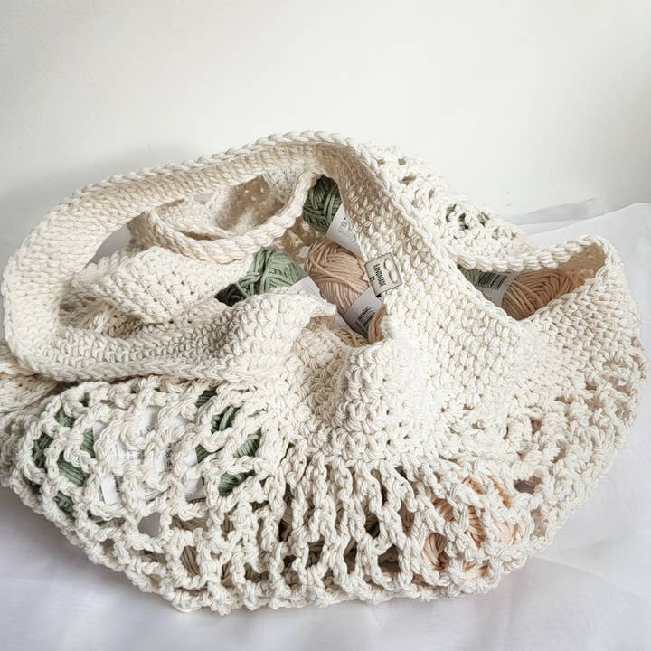 Bea'slittlestore - Vendita all'ingrosso Borsa per shopping/spesa - Borsa da Mercato Fatta a Mano all'Uncinetto - Borsa a Rete in Cotone Ecologico