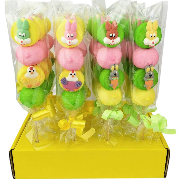 Sujets de Pâques animaux en marshmallows sur pics - Pâques pour la vente par L'Atelier des Lys