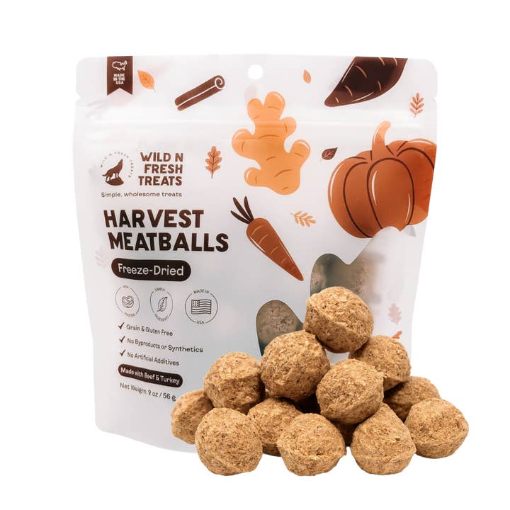 Wild n Fresh Treats - Wholesale Pet Treats - Dog - Freeze-Dried Harvest Meatballs (Beef + Turkey)1