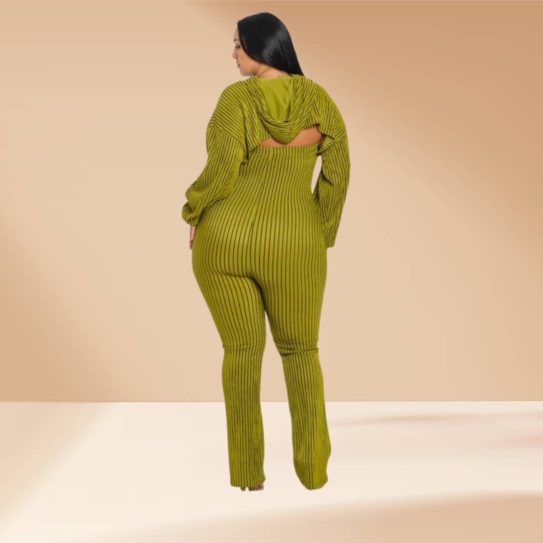 Celystrends – wholesale Jumpsuit - Dam – Plus size randig 2-delad jumpsuit4