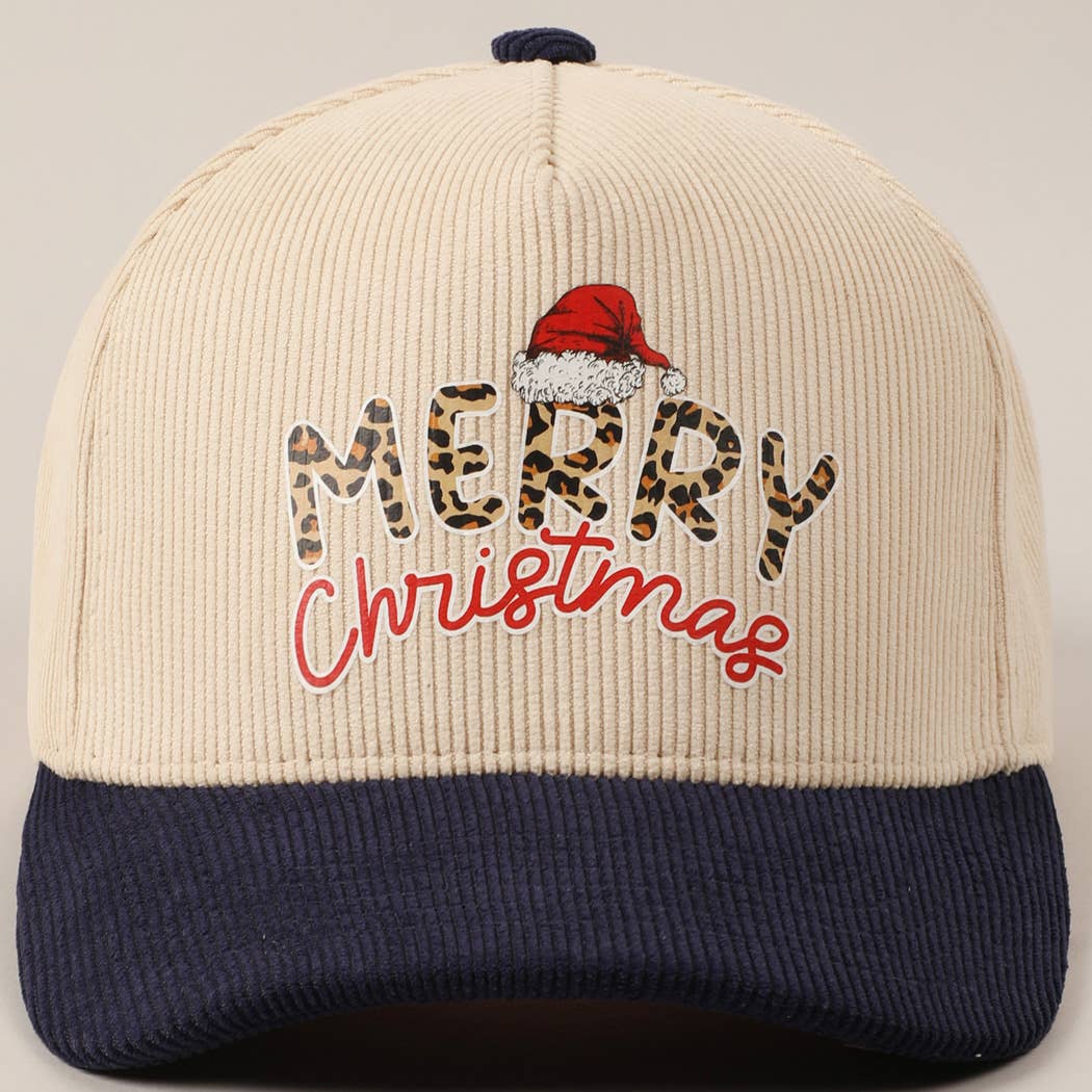 Fashion City – Boné de beisebol - Unissexo por atacado – Boné de veludo cotelê bicolor de texto divertido Felry Christmas22