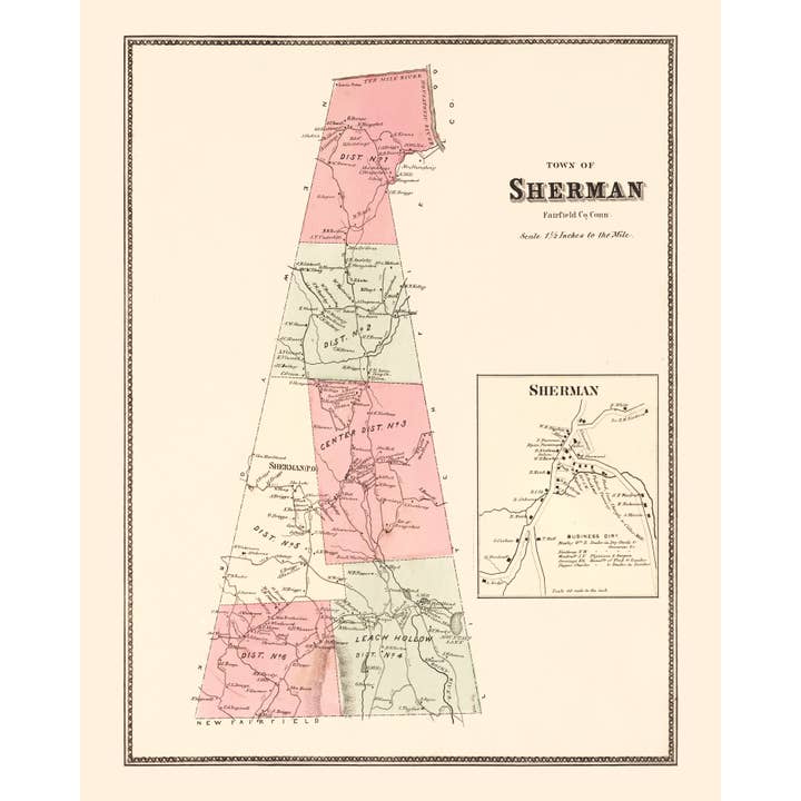 Ted's Vintage Art - Wholesale Map - Vintage Map of Sherman, Connecticut 18674