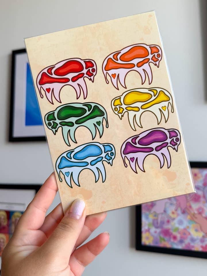 Rainbow Buffalo 5x7" Print for wholesale by Wild Rabbit Beads