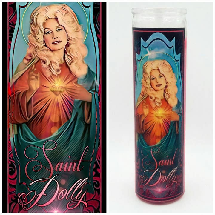 Dolly Parton Celebrity Prayer Candle for wholesale by Kitschup Creations