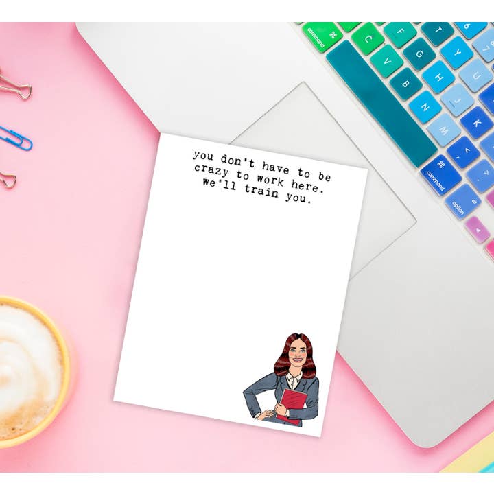 Sarcastic Retro Woman Funny Notepad Gift for wholesale by Paper House Print Shop