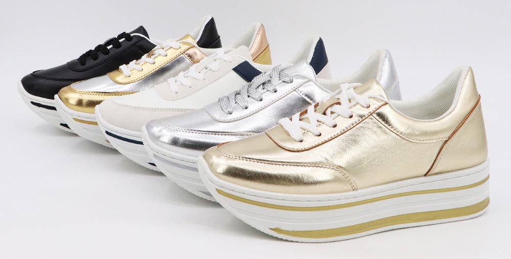 Mars Sky Shoes Wholesale - Wholesale Lifestyle Sneakers - Women's - Bamboo SPEED-01 Women Thick Bottom Lace Up Low Top Sneaker-12 Pairs Pack-13.55/Pair5