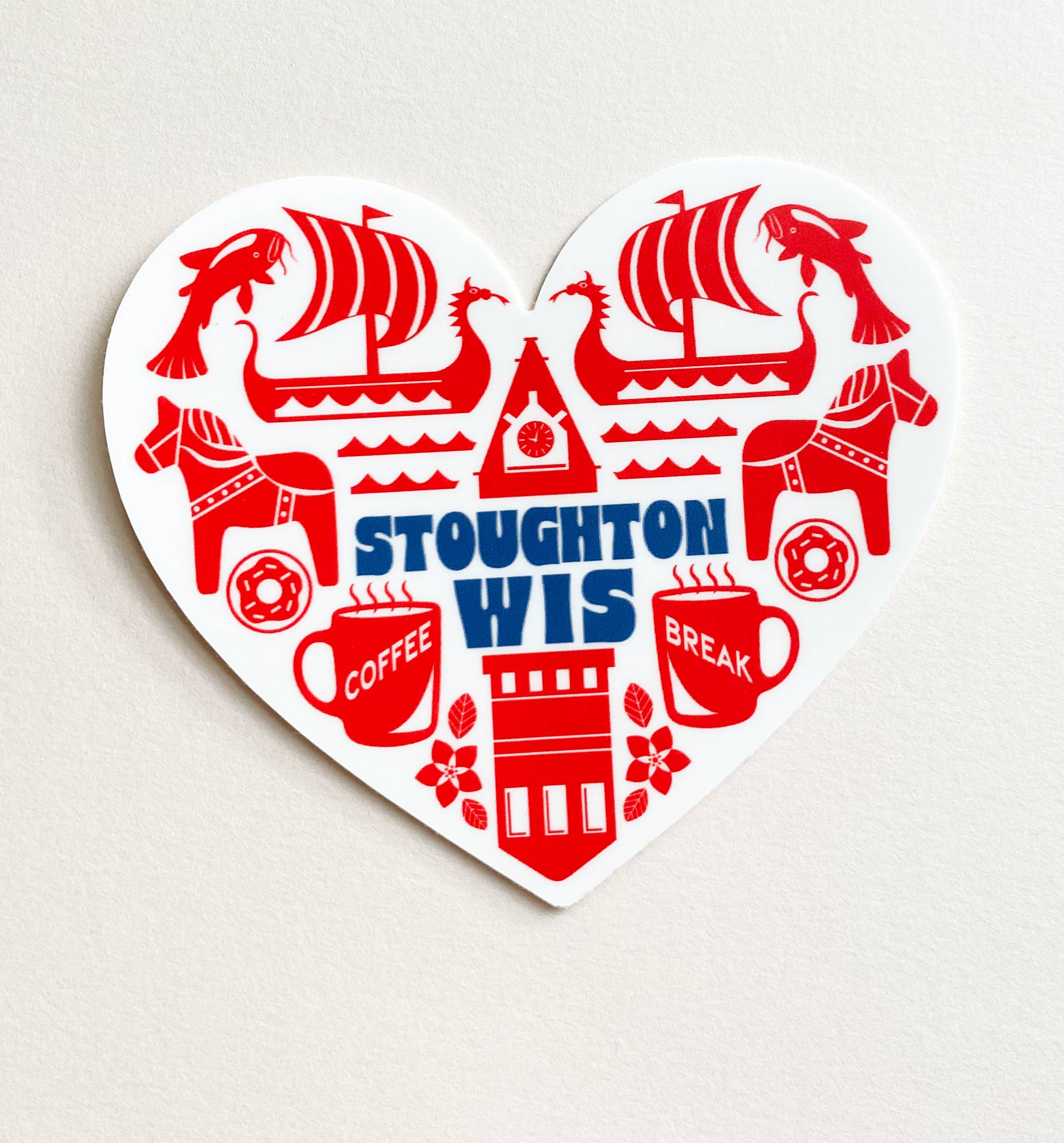 Bottlebrush Graphics - Vente Autocollant - Autocollant en vinyle avec icônes en forme de cœur du Wisconsin de Stoughton  1