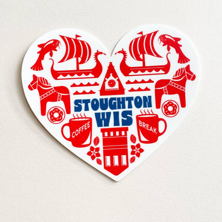 Bottlebrush Graphics – Engroshandel Klistermærke – Stoughton Wisconsin Heart Icons Vinyl klistermærke  1