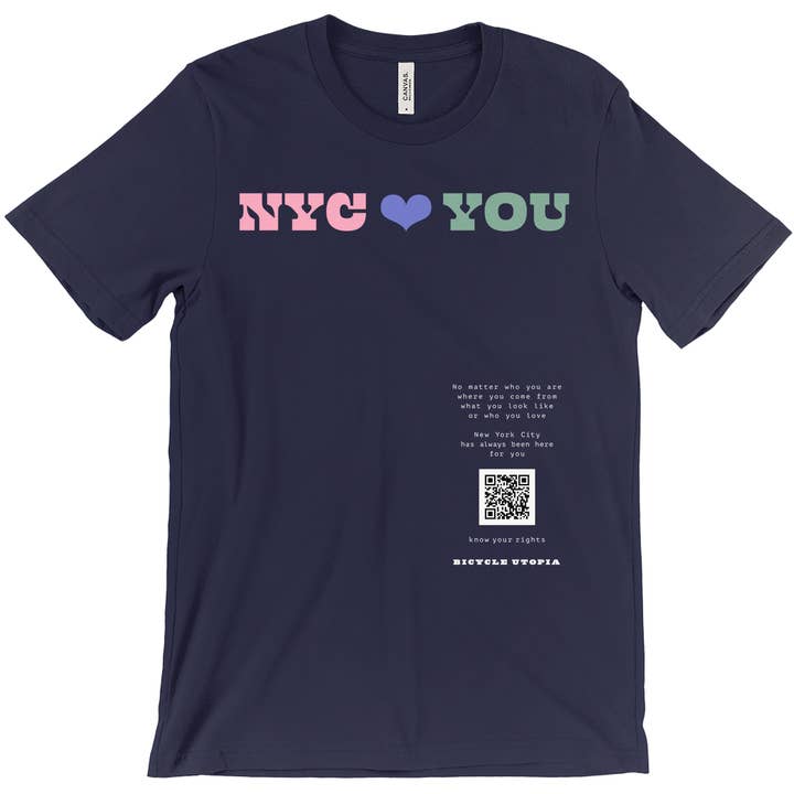 Camiseta Gráfica NYC ❤️ You | Aliado dos Direitos dos Imigrantes - Inglês por atacado de Bicycle Utopia