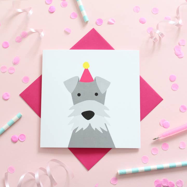 Schnauzer - Dog Birthday cards - multiple colours for wholesale by Heather Alstead Design Ltd