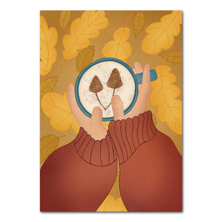 Studio Kvinna - Wholesale Everyday Greeting Card - Postcard Warm cappuccino with mushrooms