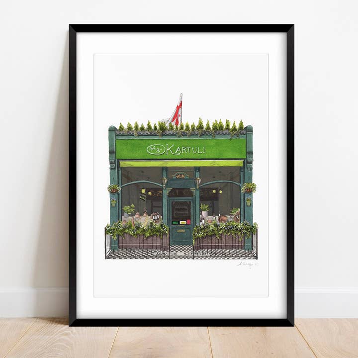 East Dulwich - Kartuli Georgian Restaurant - Giclée Print (u för wholesale av Ana Gallego Illustrations