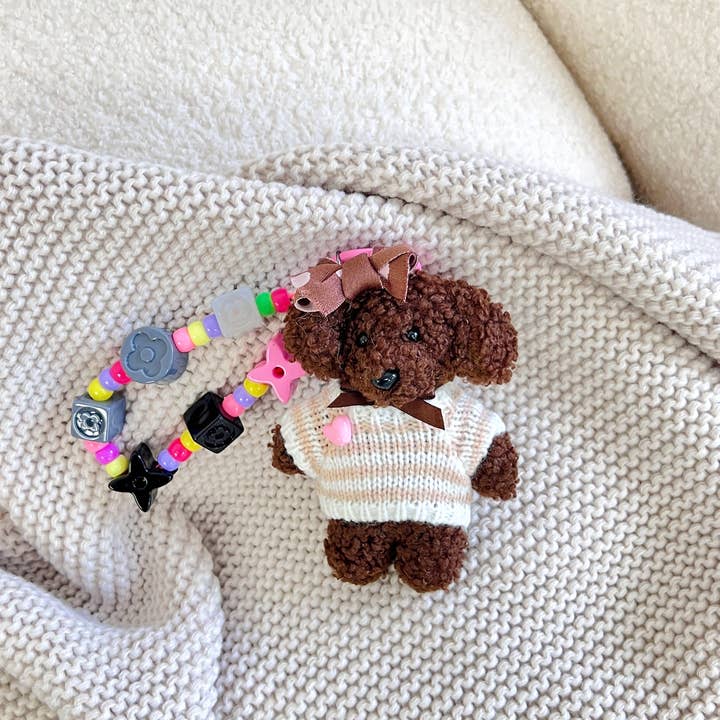 Hand-Knitted Brown Bow Teddy Dog Bag Charm for wholesale by ACACIA(Formerly OLA)