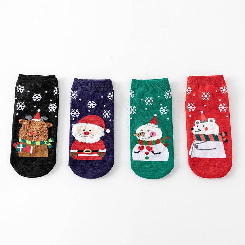 SALINA TRADING INC - Wholesale Socks - Women's - Cute Cartoon Christmas Socks Cotton Blend Casual Short Socks0