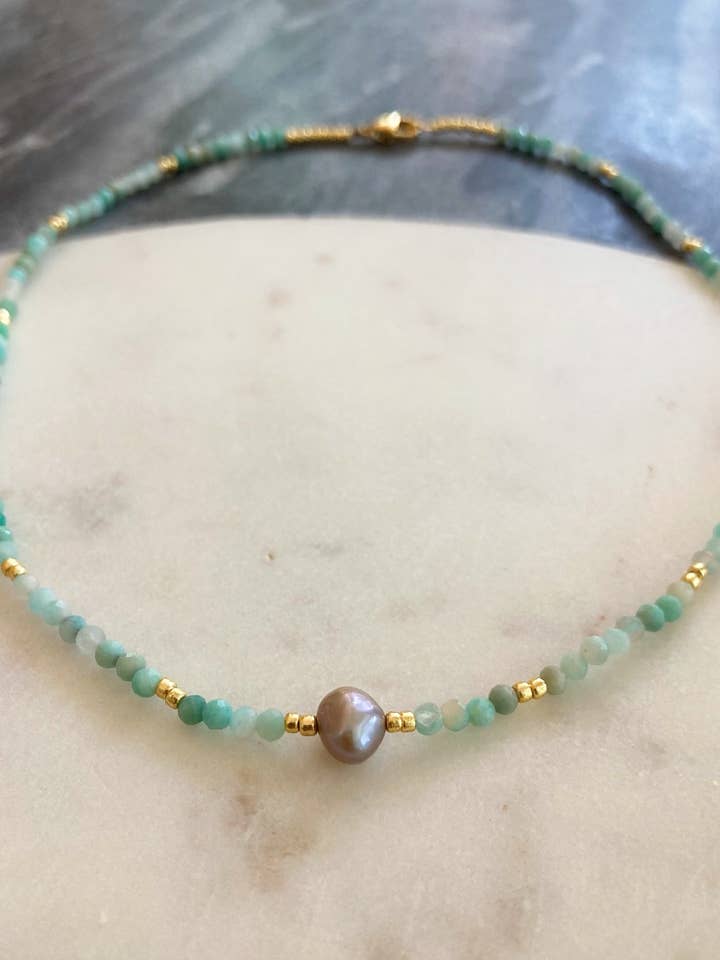 Amazonite Gemstone Necklace for wholesale by Designed by Emily Ann