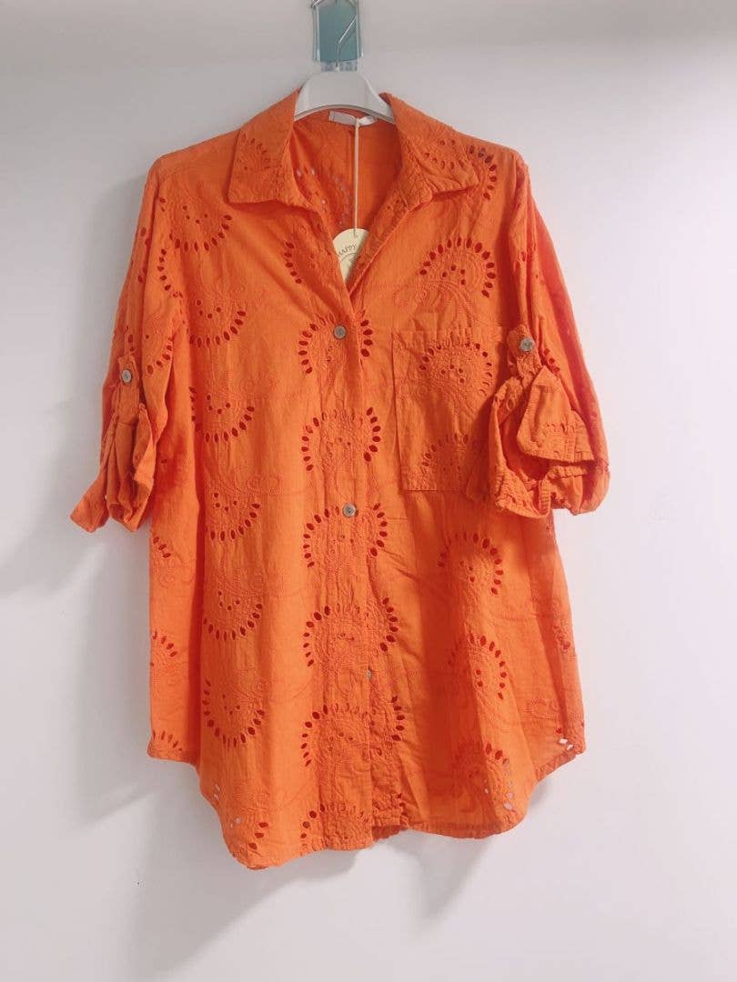 Happy look - Wholesale Button Down Shirt - Women's - English embroidery shirt with chest pocket7
