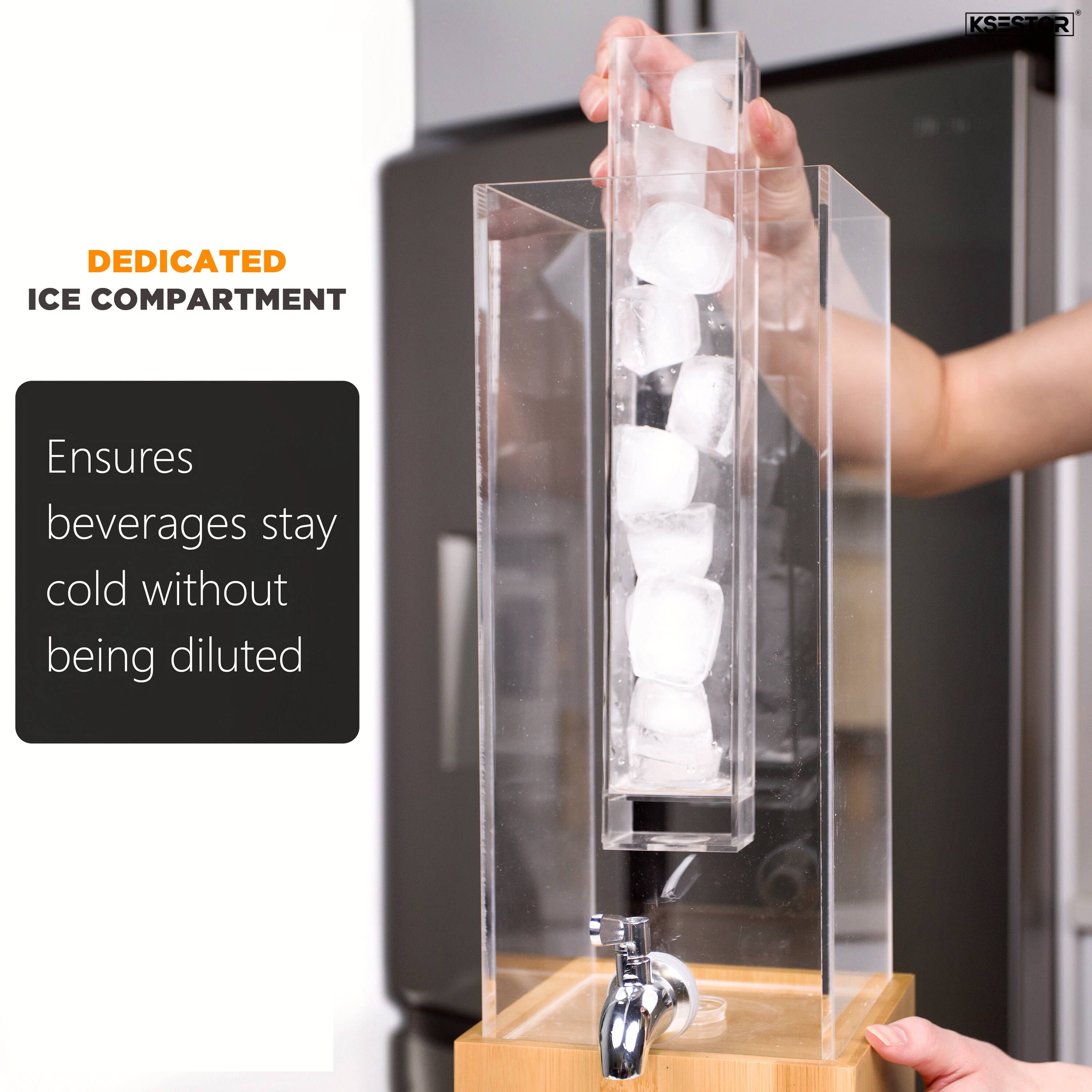 KSESTOR - Wholesale Drink Dispenser - Acrylic Beverage Dispenser with Bamboo Stand - 1.25 GALLON3