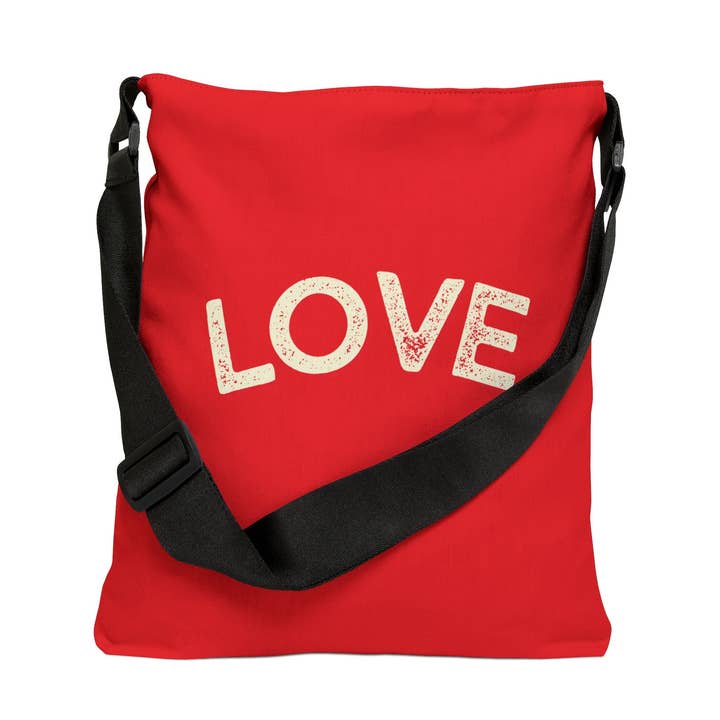 LOVE Red Adjustable Tote Bag — Cute Daily Red Tote for wholesale by MARA Style