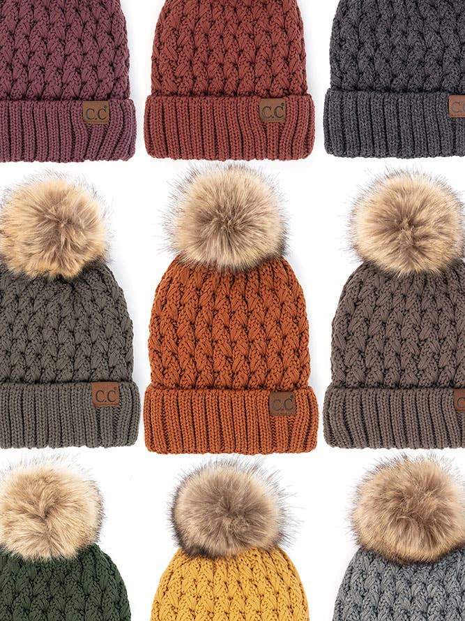 C.C Lattice Crossover Stitch Beanie Vinterhue for engroshandel hos Hana