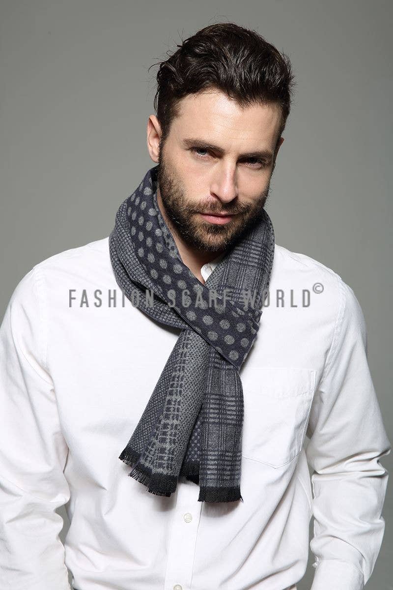 Fashion Scarf World – wholesale Scarf – Men’s – Dot, Tartan & Houndstooth Print Frayed Men/Unisex Scarf7