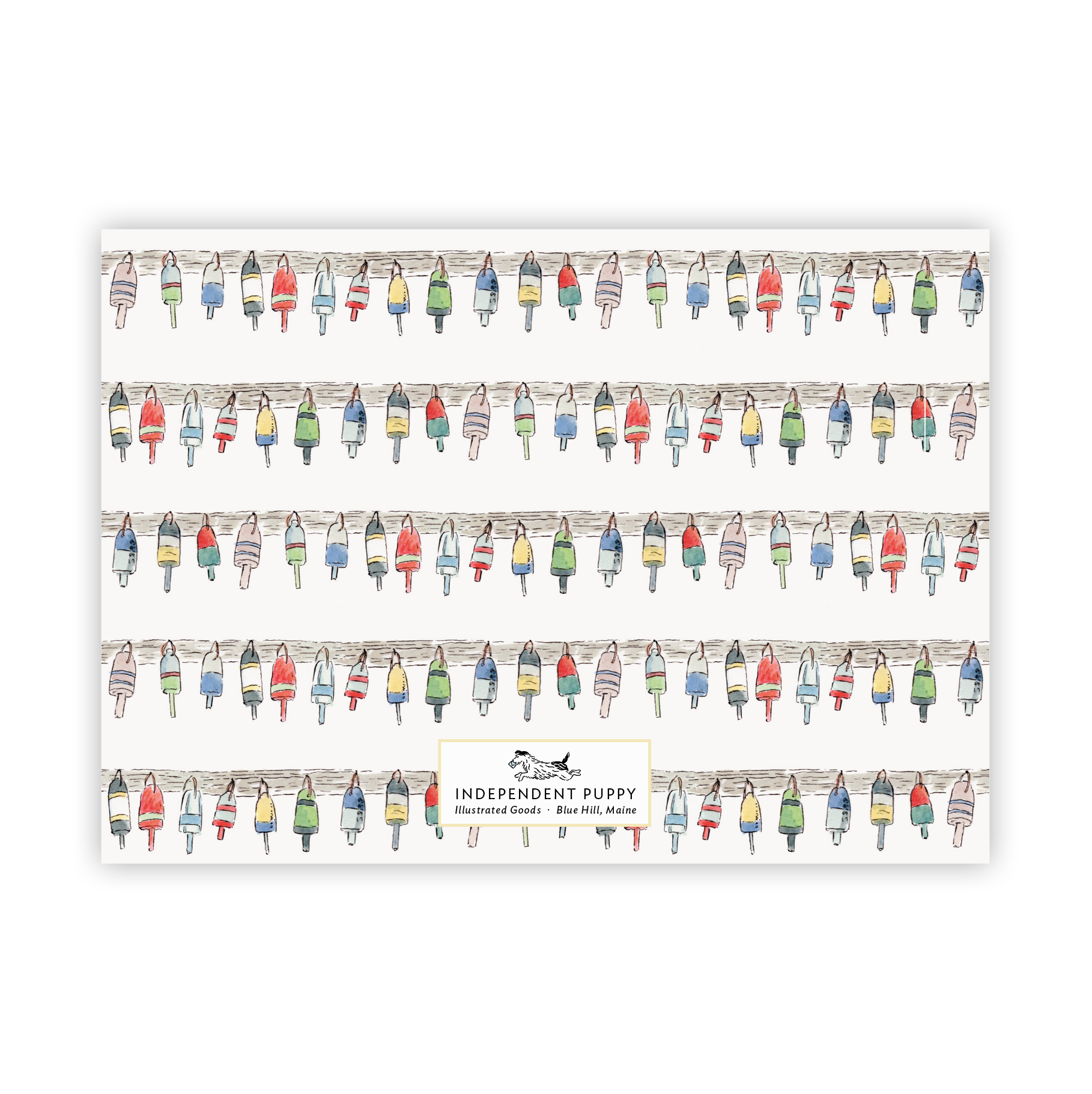 Independent Puppy - Wholesale Stationery/Notecard Set - Vintage Buoys with Sea Gull Flat Note Cards, Set of 8 | A71