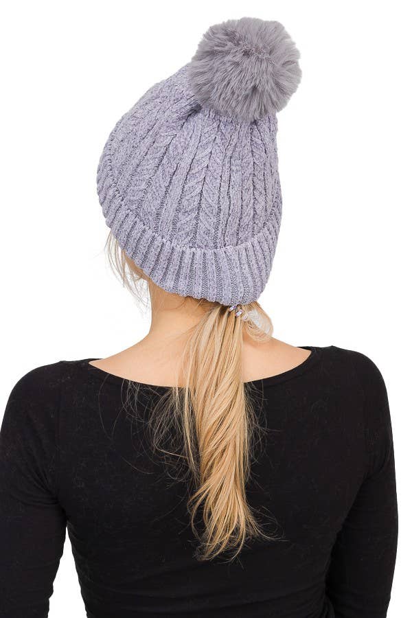 Cap Zone - Wholesale Beanie - Women's - Velvet Fleece Chevron Ribbed Knit Beanie9