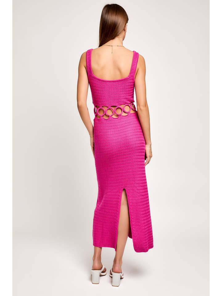 LE LIS - Wholesale Dress - Women's - SQUARE NECK SLEEVELESS CROCHET MIDI DRESS25